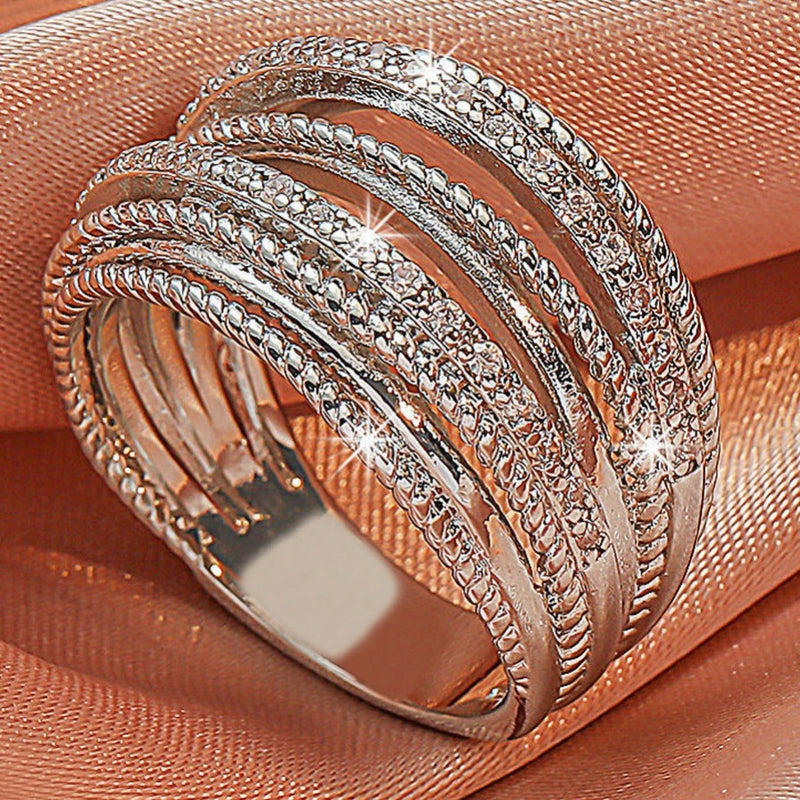 Luxury Zircon Ring Women's Jewelry Anniversary Wedding Gift