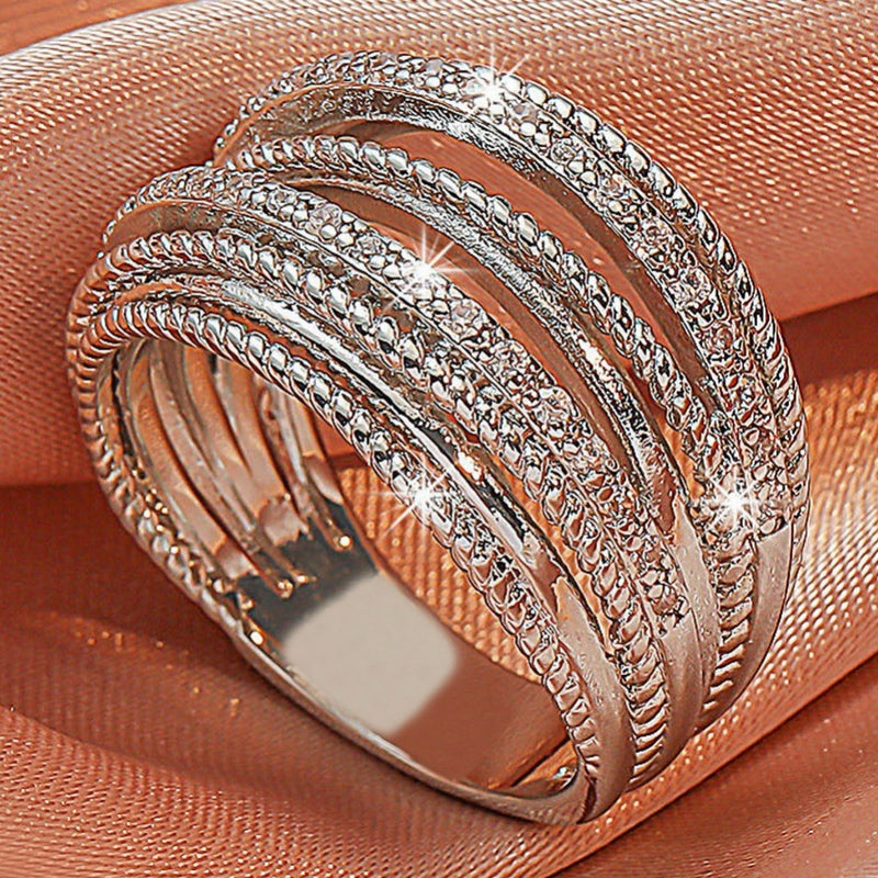Luxury Zircon Ring Women's Jewelry Anniversary Wedding Gift