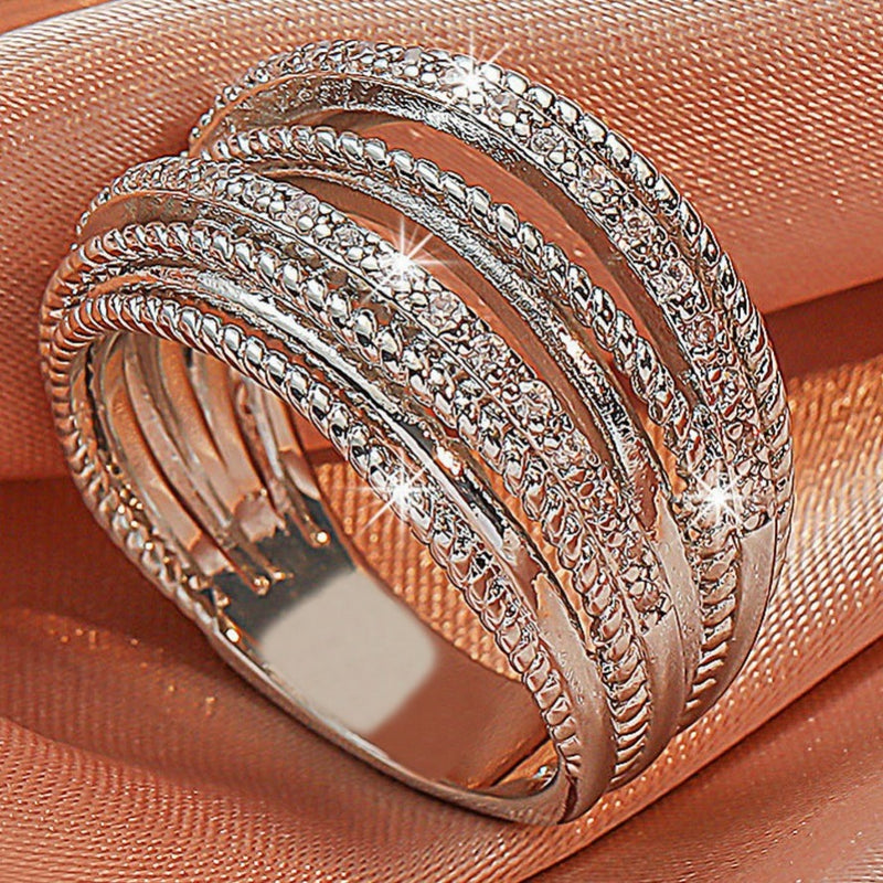 Luxury Zircon Ring Women's Jewelry Anniversary Wedding Gift