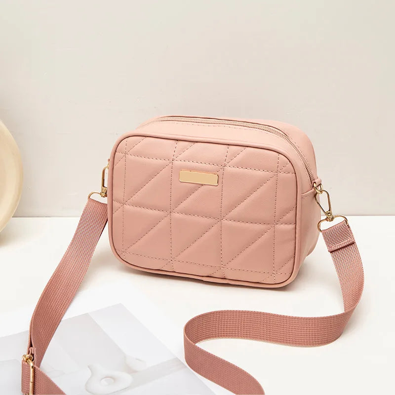 Triangular rhombic embroidered camera bag 2024 trendy fashion simple solid sequins large-capacity shoulder crossbody bag