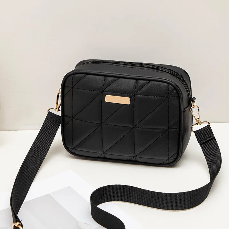 Triangular rhombic embroidered camera bag 2024 trendy fashion simple solid sequins large-capacity shoulder crossbody bag