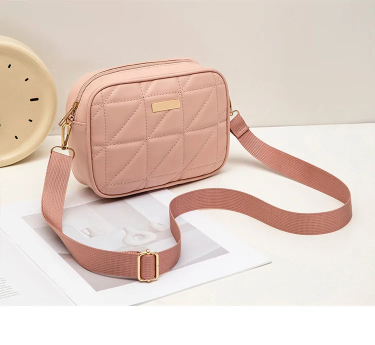 Triangular rhombic embroidered camera bag 2024 trendy fashion simple solid sequins large-capacity shoulder crossbody bag
