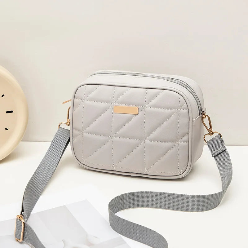Triangular rhombic embroidered camera bag 2024 trendy fashion simple solid sequins large-capacity shoulder crossbody bag