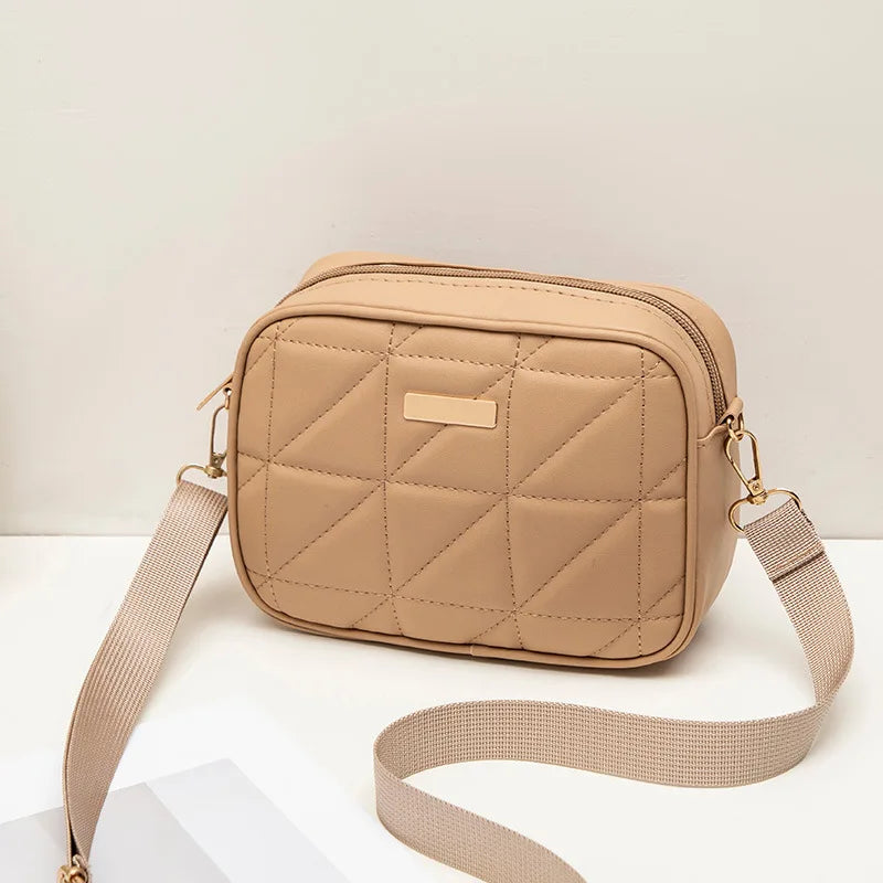 Triangular rhombic embroidered camera bag 2024 trendy fashion simple solid sequins large-capacity shoulder crossbody bag