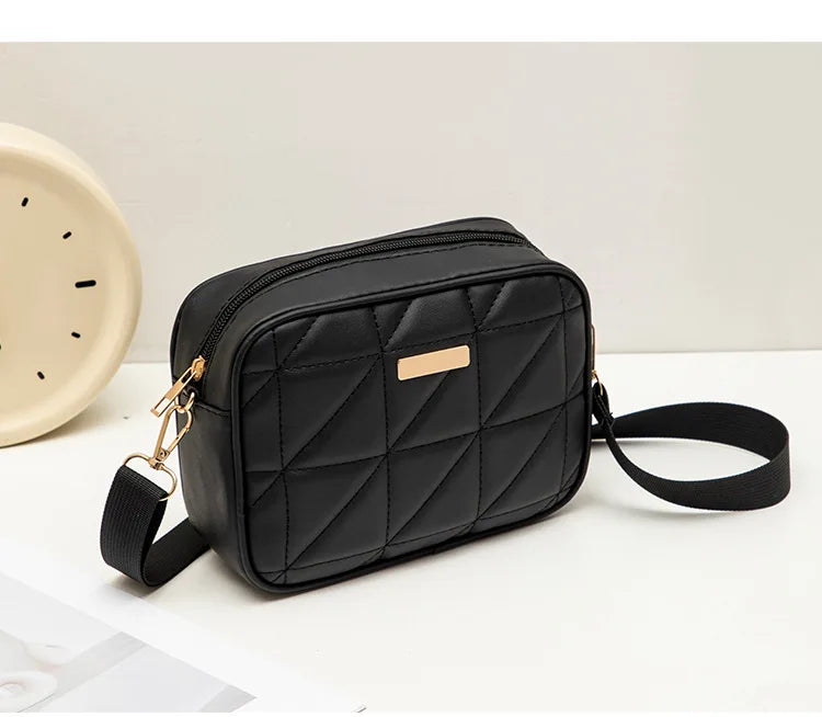 Triangular rhombic embroidered camera bag 2024 trendy fashion simple solid sequins large-capacity shoulder crossbody bag
