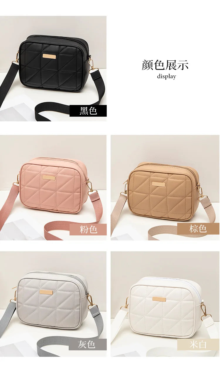 Triangular rhombic embroidered camera bag 2024 trendy fashion simple solid sequins large-capacity shoulder crossbody bag