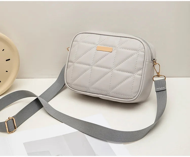 Triangular rhombic embroidered camera bag 2024 trendy fashion simple solid sequins large-capacity shoulder crossbody bag
